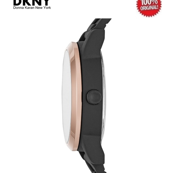 DKNY Women Soho Gold Accent Black Silicone Watch - Picture 2 of 3